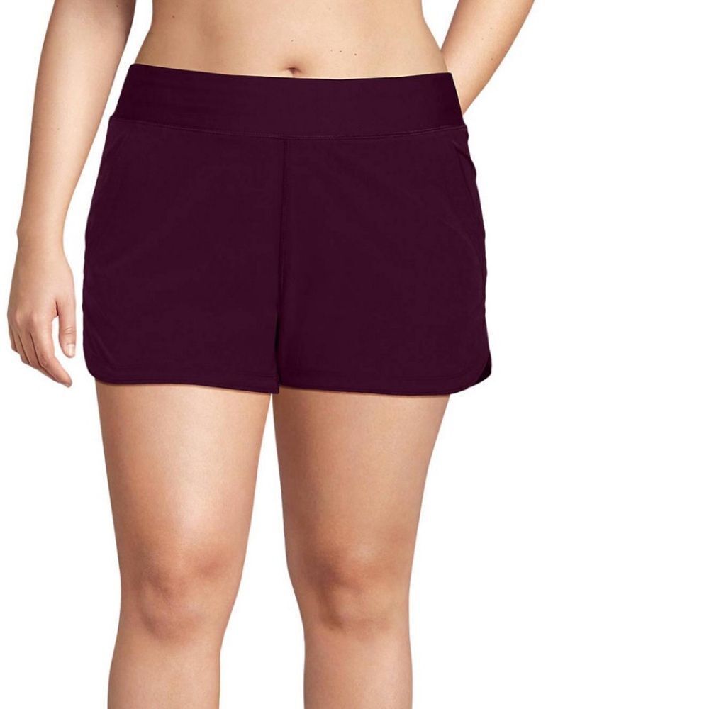 Land's End sunshade UPF 50 three inch board shorts with panty color dark wine 14